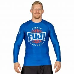Blowout Outlet Retro Long Sleeve Rashguard Blue