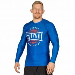 Blowout Outlet Retro Long Sleeve Rashguard Blue