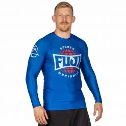 Blowout Outlet Retro Long Sleeve Rashguard Blue