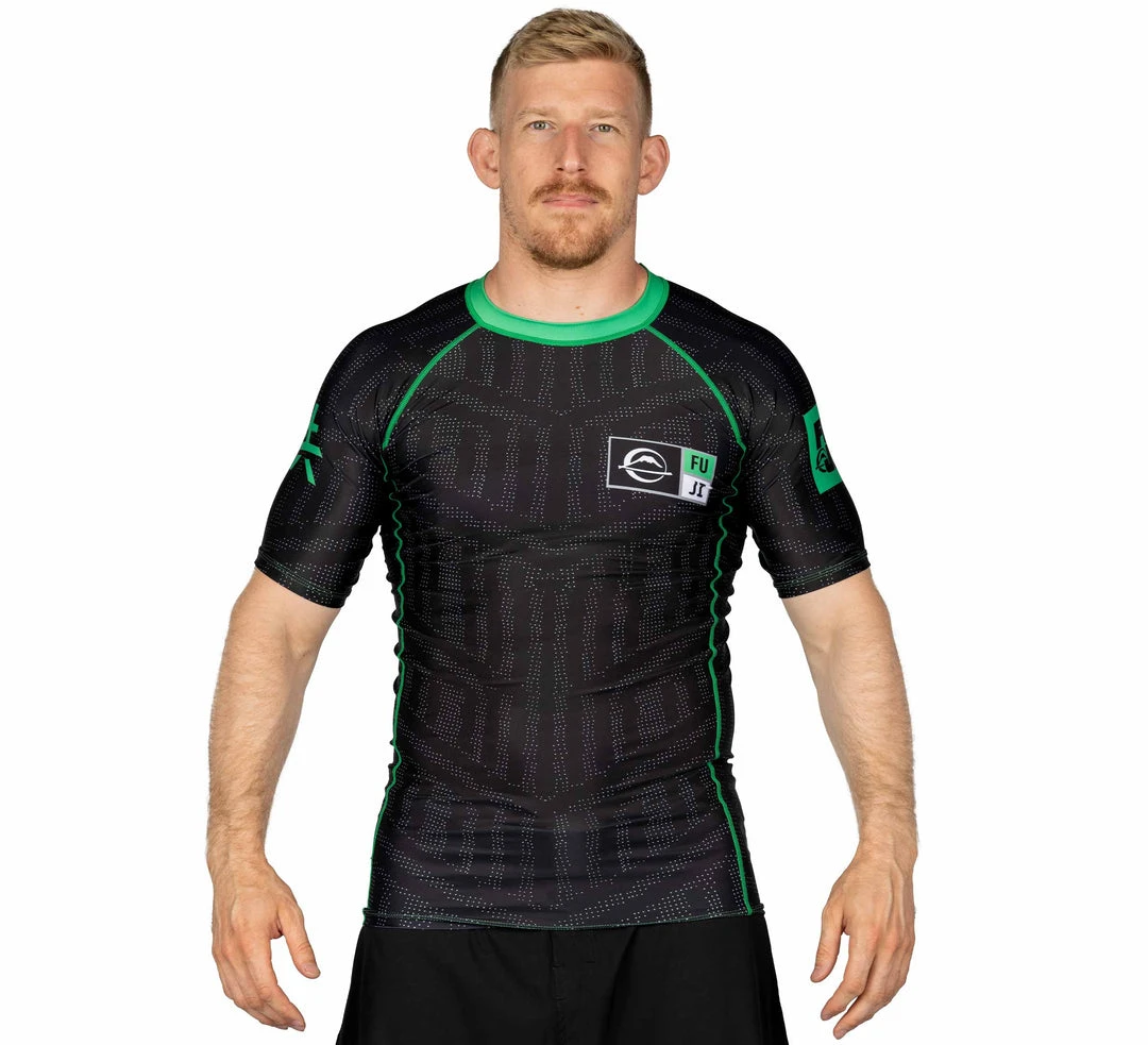 BFCM Jiu Jitsu Team FUJI Short Sleeve Rashguard Green 1 BFCM Jiu Jitsu Team FUJI Short Sleeve Rashguard Green