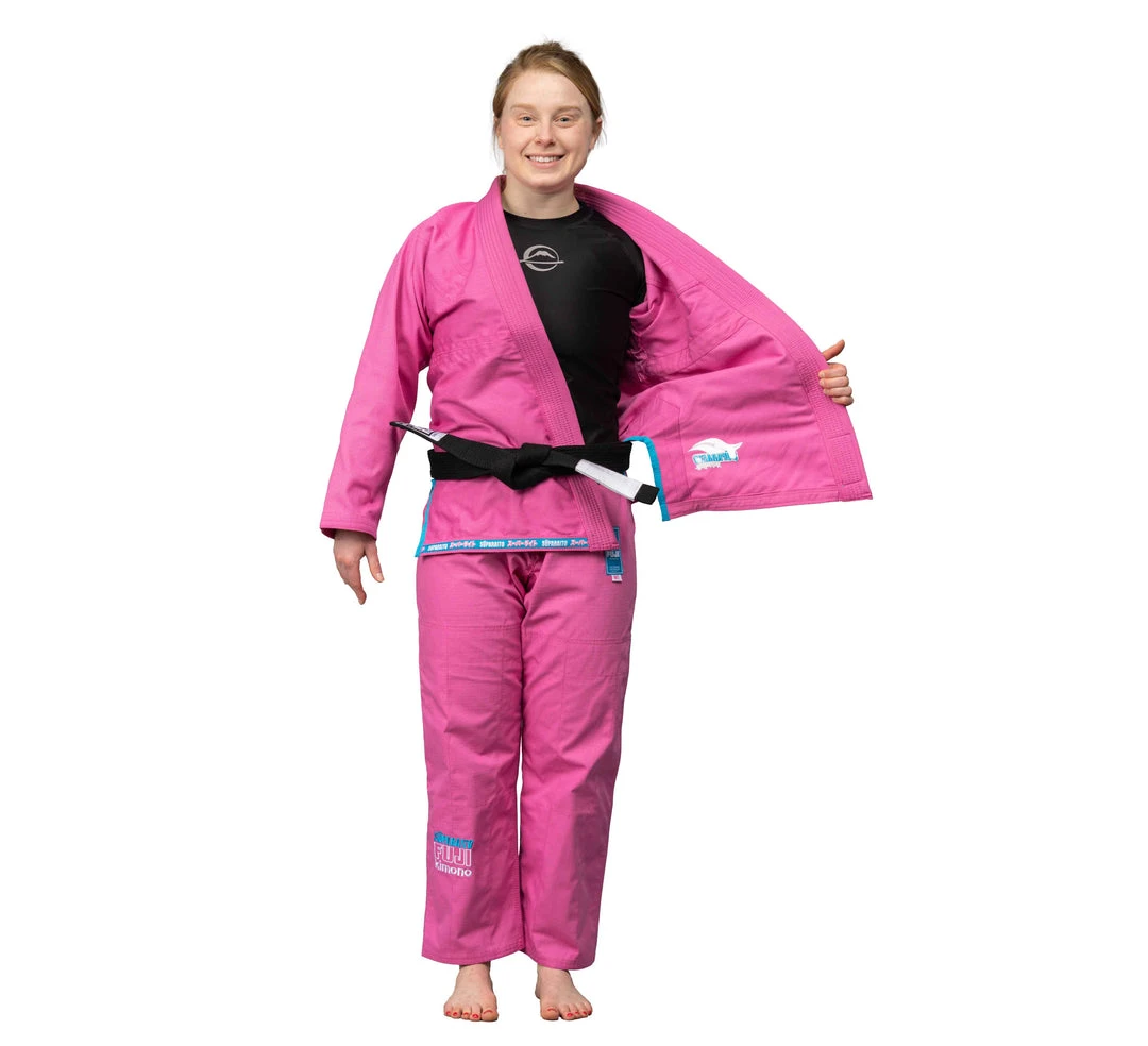Deelux Suparaito Women's BJJ Gi Pink Blue 8 Deelux Suparaito Women's BJJ Gi Pink Blue
