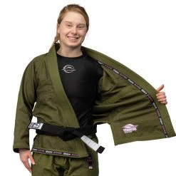 Deelux Jiu Jitsu Suparaito Women's BJJ Gi Military Green And Pink