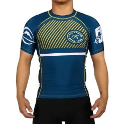 Blowout Script Gold/Blue Short Sleeve Rashguard