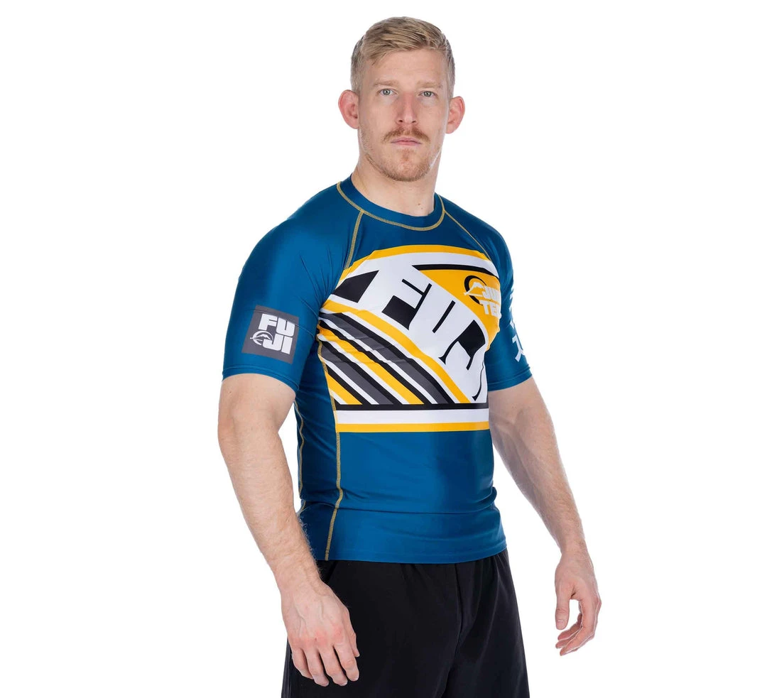 Fancy Skyline Judo Short Sleeve Rashguard Blue 2 Fancy Skyline Judo Short Sleeve Rashguard Blue