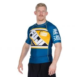 Fancy Skyline Judo Short Sleeve Rashguard Blue 8 Fancy Skyline Judo Short Sleeve Rashguard Blue
