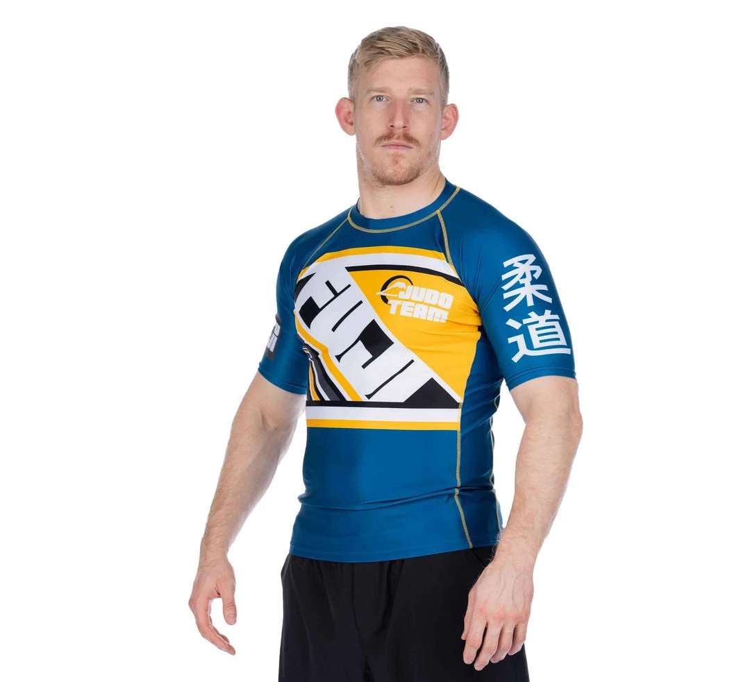 Fancy Skyline Judo Short Sleeve Rashguard Blue 3 Fancy Skyline Judo Short Sleeve Rashguard Blue