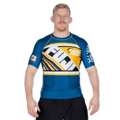 Fancy Skyline Judo Short Sleeve Rashguard Blue