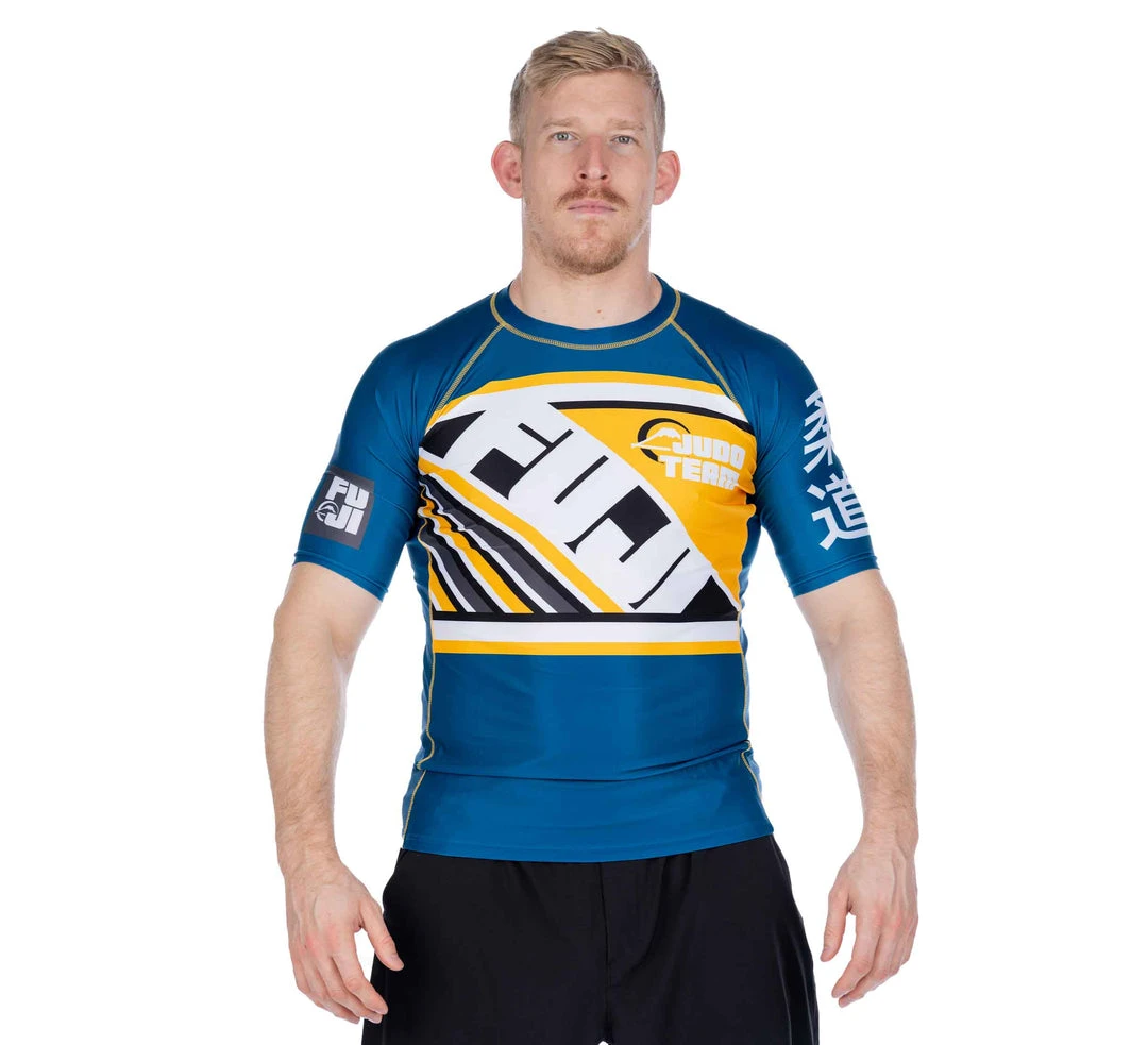 Fancy Skyline Judo Short Sleeve Rashguard Blue 1 Fancy Skyline Judo Short Sleeve Rashguard Blue