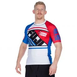 Fancy Skyline Judo Short Sleeve Rashguard White