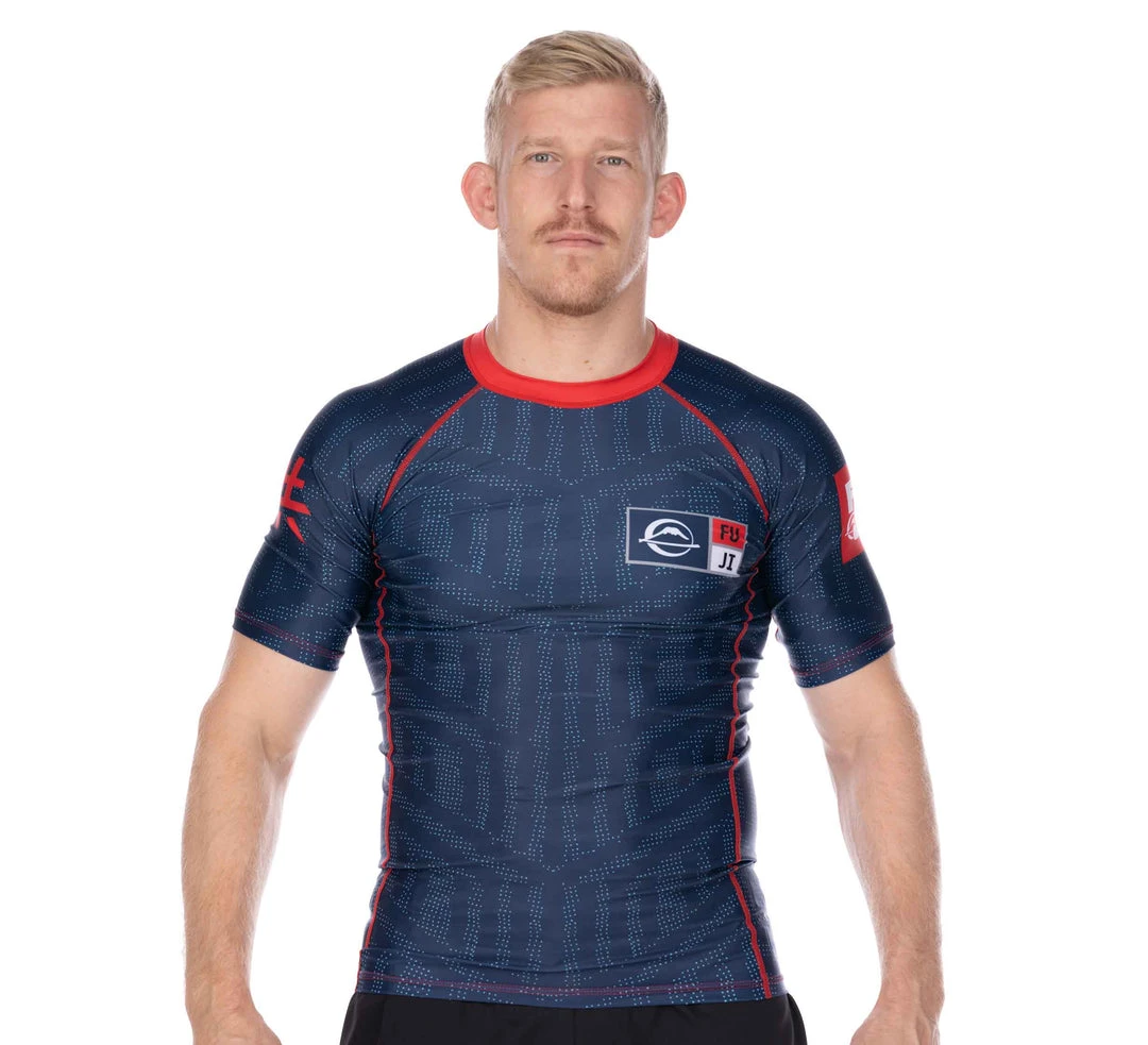BFCM Jiu Jitsu Team FUJI Short Sleeve Rashguard Blue 1 BFCM Jiu Jitsu Team FUJI Short Sleeve Rashguard Blue